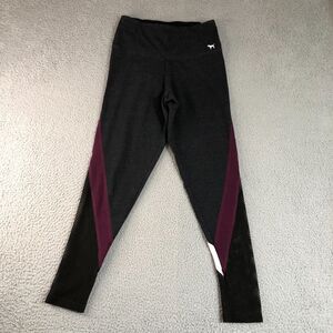 Victoria Secret PINK Leggings Women‎ Medium Gray Gym Workout Yoga Logo